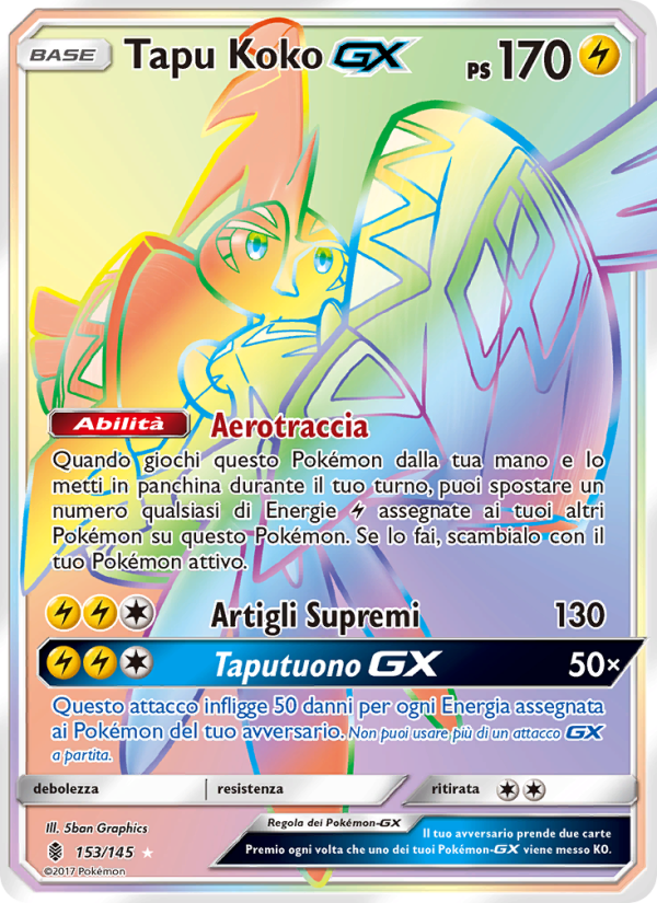 Tapu Koko GX 153/169 — Guardians Rising (Italian Pokémon TCG card)