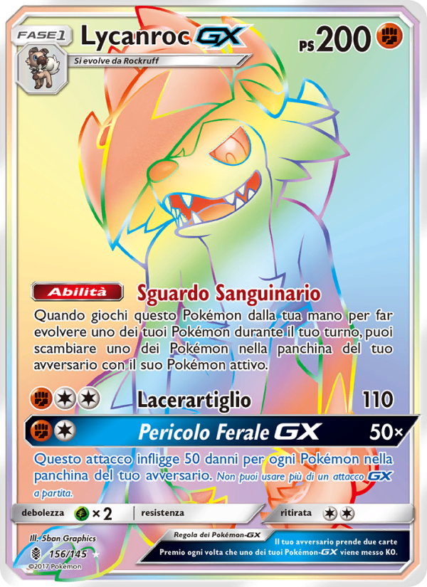 Lycanroc GX 156/169 — Guardians Rising (Italian Pokémon TCG card)