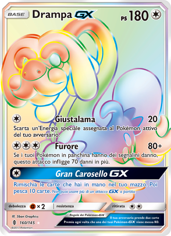 Drampa GX 160/169 — Guardians Rising (Italian Pokémon TCG card)