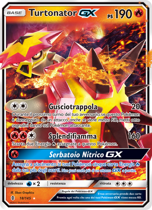 Turtonator GX 018/169 — Guardians Rising (Italian Pokémon TCG card)