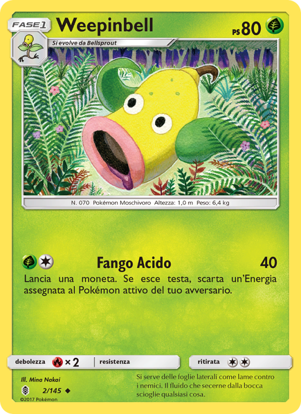 Weepinbell 002/169 — Guardians Rising (Italian Pokémon TCG card)