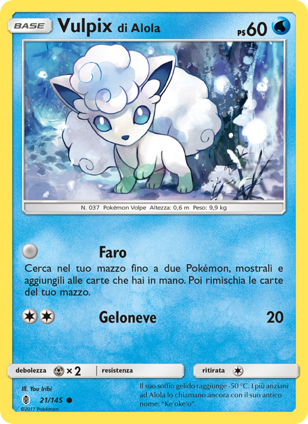 Vulpix di Alola 021/169 — Guardians Rising (Italian Pokémon TCG card)