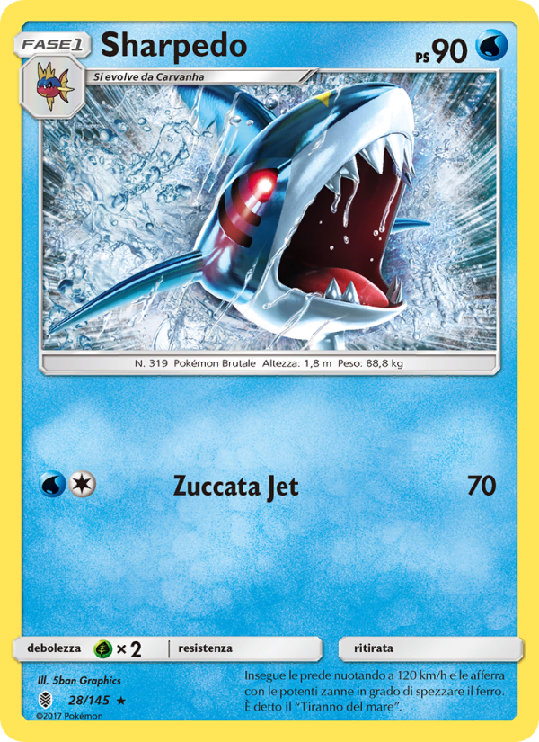 Sharpedo 028/169 — Guardians Rising (Italian Pokémon TCG card)