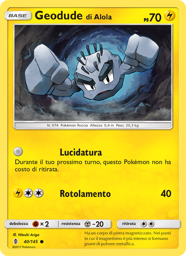 Geodude di Alola 040/169 — Guardians Rising (Italian Pokémon TCG card)