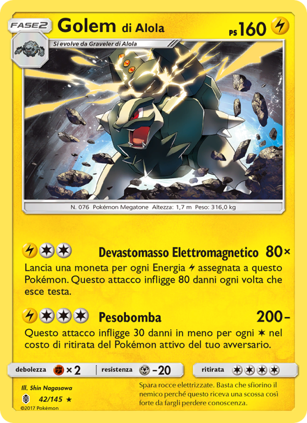 Golem di Alola 042/169 — Guardians Rising (Italian Pokémon TCG card)