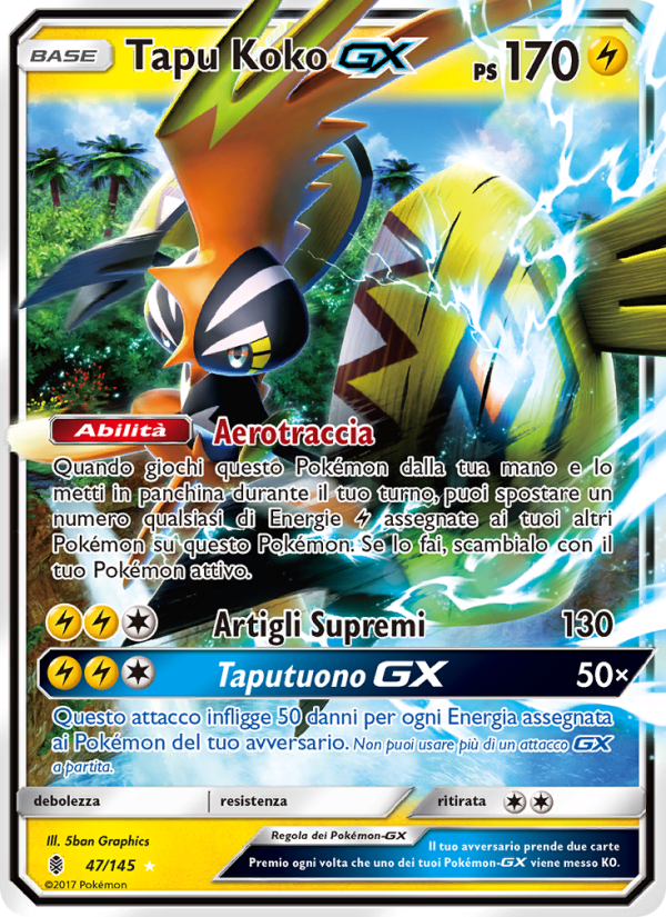 Tapu Koko GX 047/169 — Guardians Rising (Italian Pokémon TCG card)