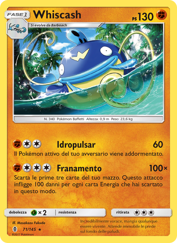 Whiscash 071/169 — Guardians Rising (Italian Pokémon TCG card)