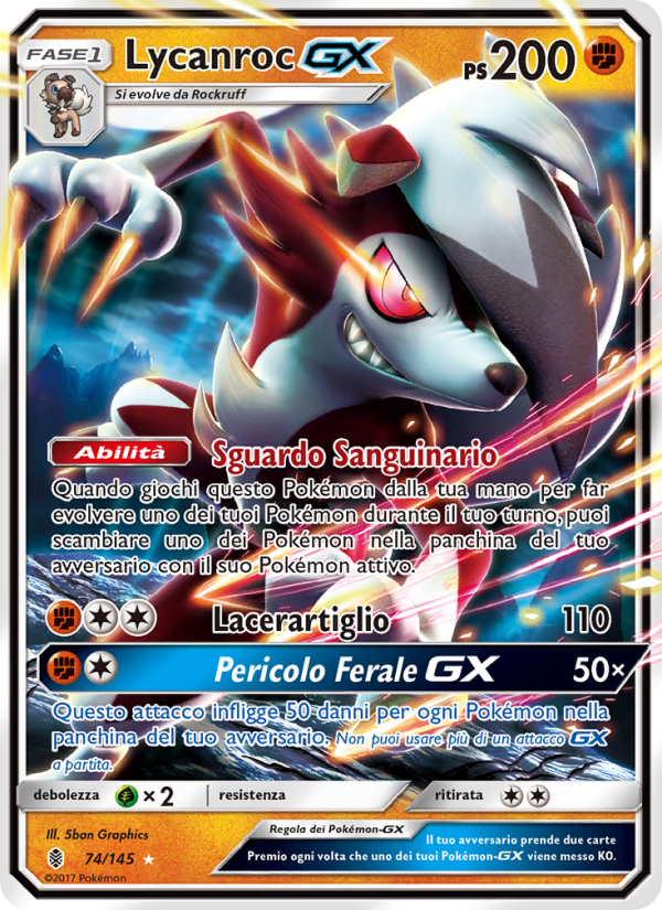 Lycanroc GX 074/169 — Guardians Rising (Italian Pokémon TCG card)