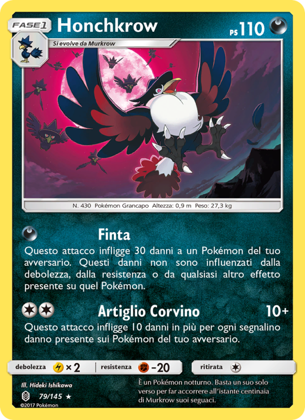 Honchkrow 079/169 — Guardians Rising (Italian Pokémon TCG card)