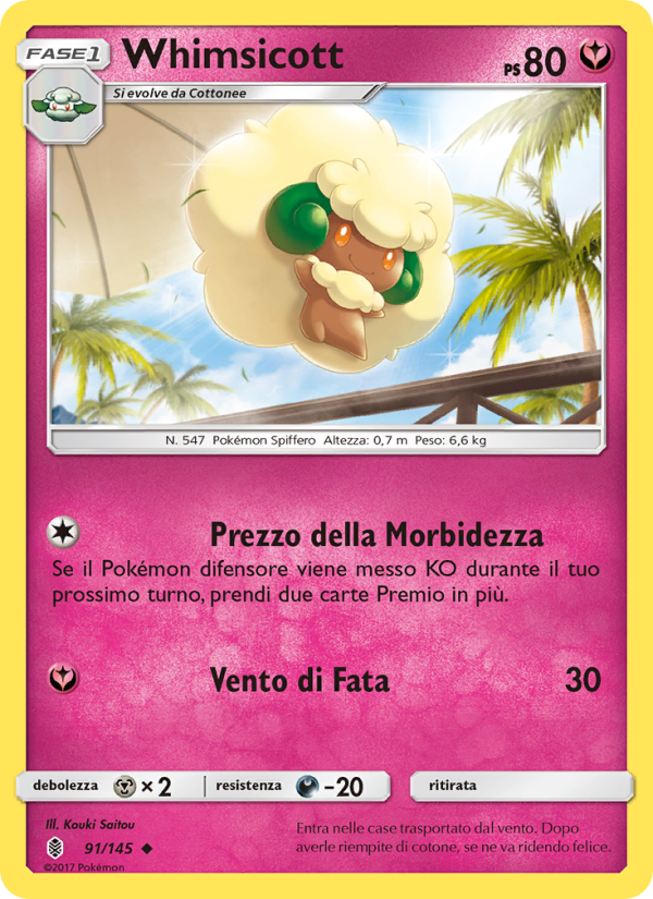 Whimsicott 091/169 — Guardians Rising (Italian Pokémon TCG card)