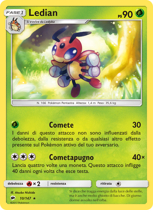 Ledian 010/169 — Burning Shadows (Italian Pokémon TCG card)