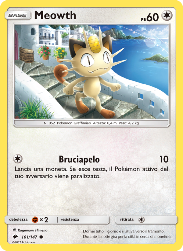 Meowth 101/169 — Burning Shadows (Italian Pokémon TCG card)