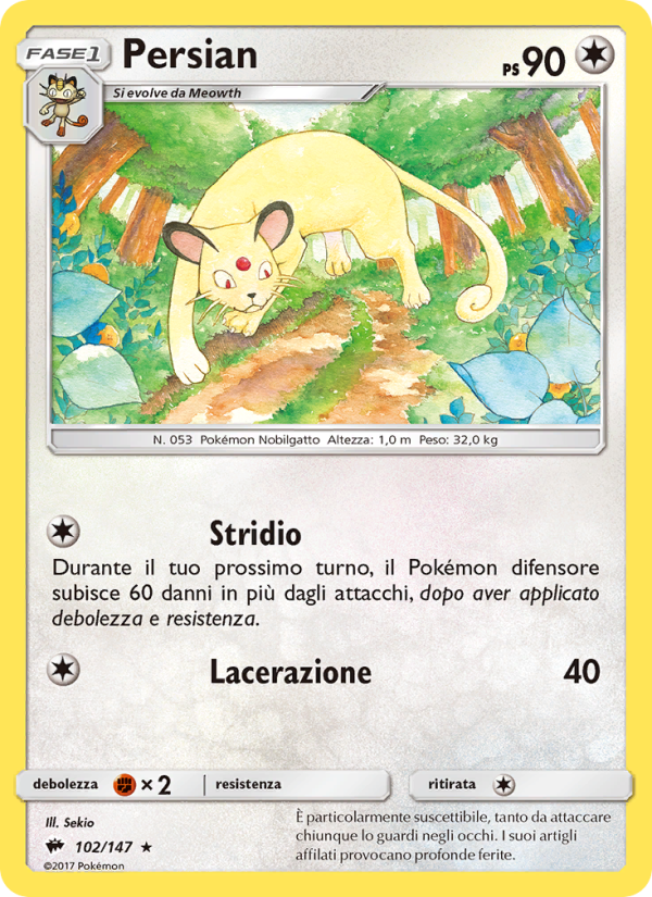 Persian 102/169 — Burning Shadows (Italian Pokémon TCG card)