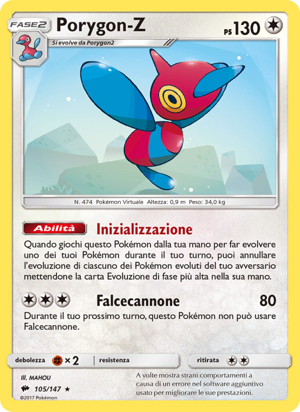 Porygon-Z 105/169 — Burning Shadows (Italian Pokémon TCG card)