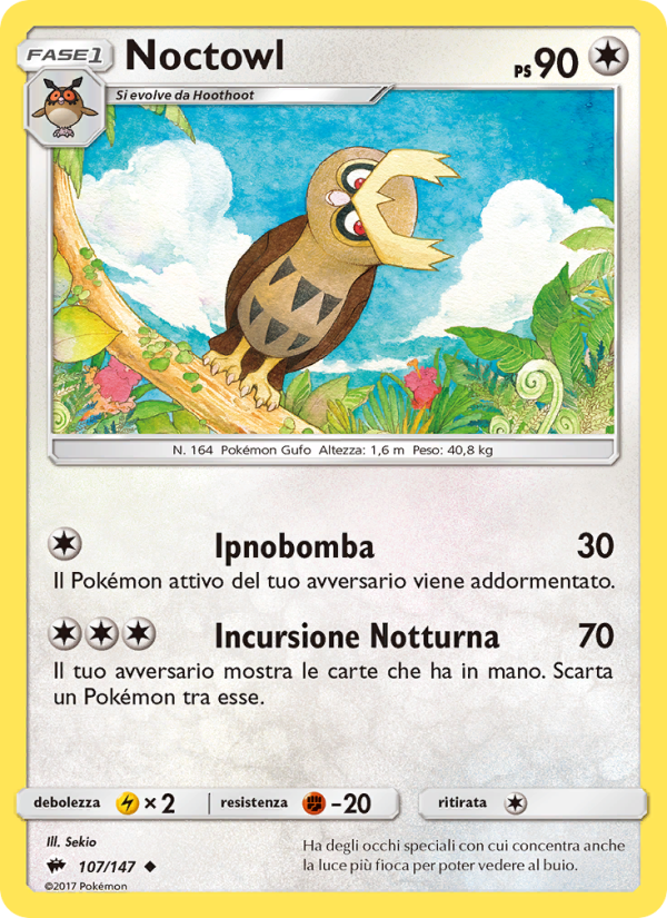 Noctowl 107/169 — Burning Shadows (Italian Pokémon TCG card)