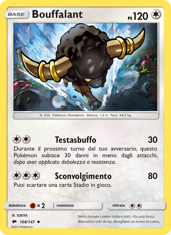 Bouffalant 108/169 — Burning Shadows (Italian Pokémon TCG card)