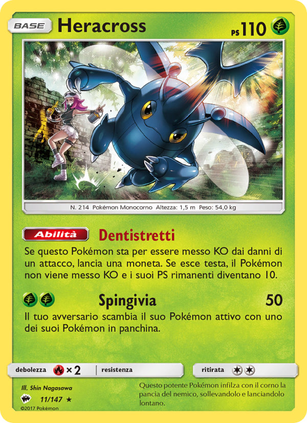 Heracross 011/169 — Burning Shadows (Italian Pokémon TCG card)