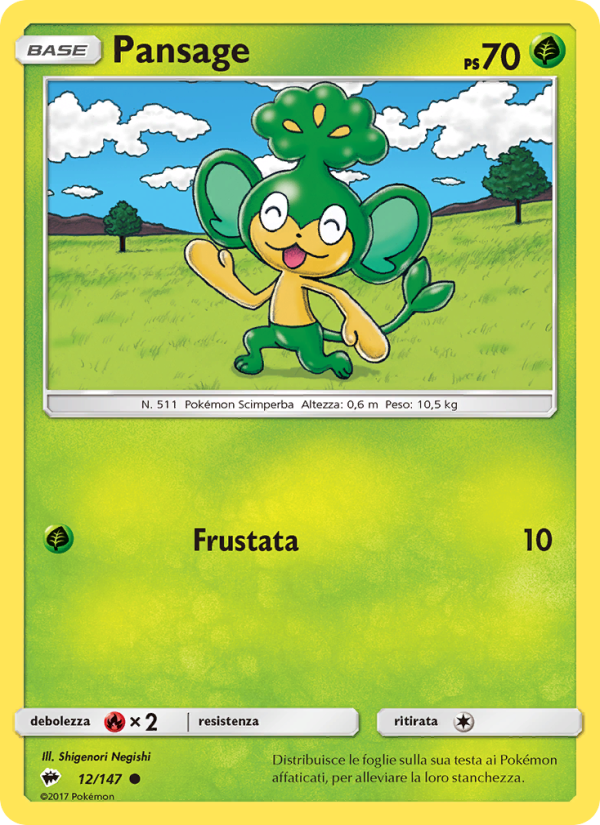 Pansage 012/169 — Burning Shadows (Italian Pokémon TCG card)
