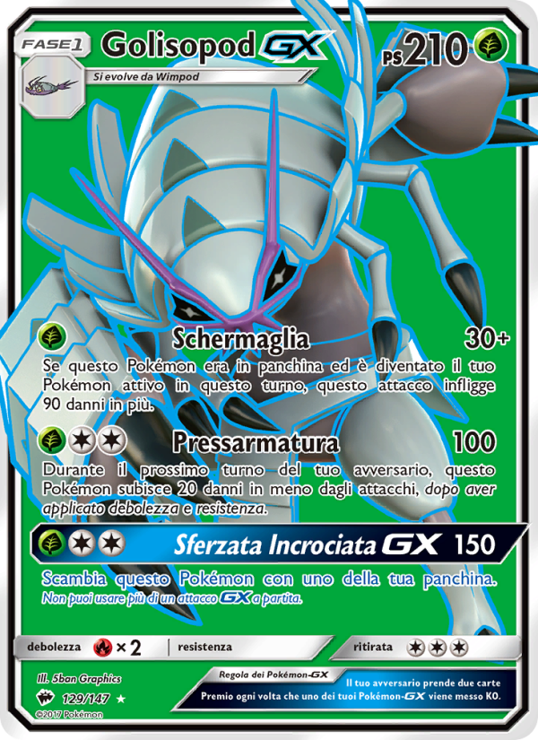 Golisopod GX 129/169 — Burning Shadows (Italian Pokémon TCG card)