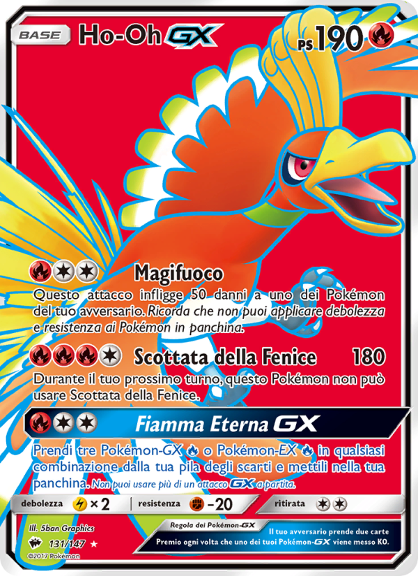 Ho-Oh GX 131/169 — Burning Shadows (Italian Pokémon TCG card)