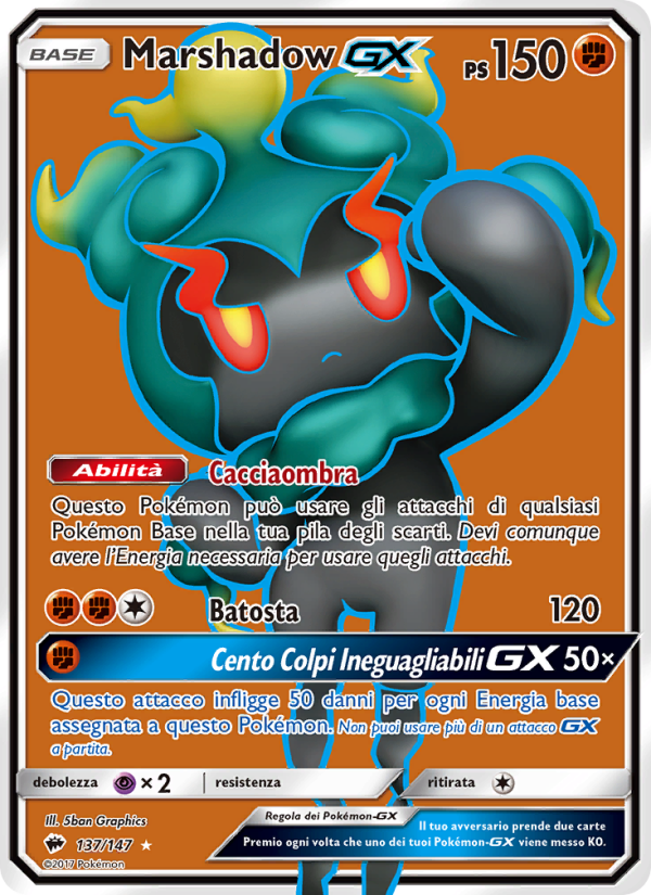 Marshadow GX 137/169 — Burning Shadows (Italian Pokémon TCG card)