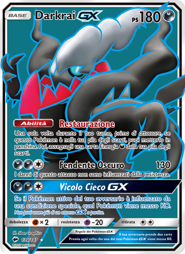 Darkrai GX 139/169 — Burning Shadows (Italian Pokémon TCG card)