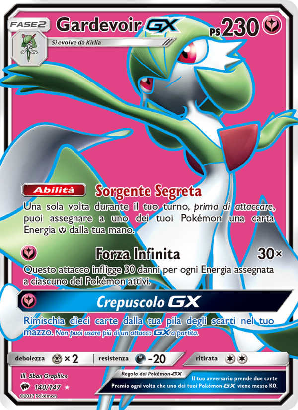Gardevoir GX 140/169 — Burning Shadows (Italian Pokémon TCG card)