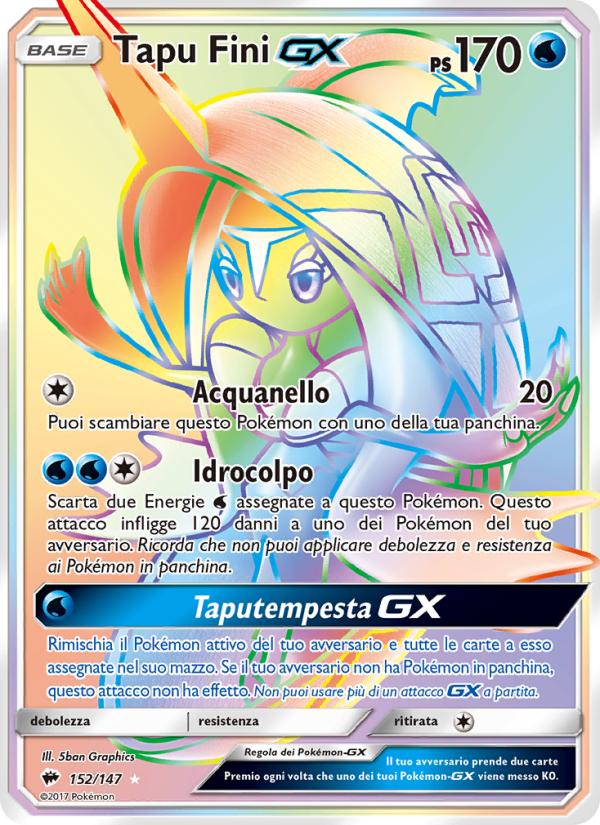 Tapu Fini GX 152/169 — Burning Shadows (Italian Pokémon TCG card)