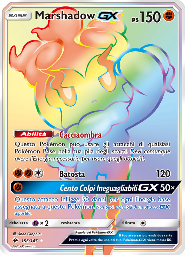 Marshadow GX 156/169 — Burning Shadows (Italian Pokémon TCG card)