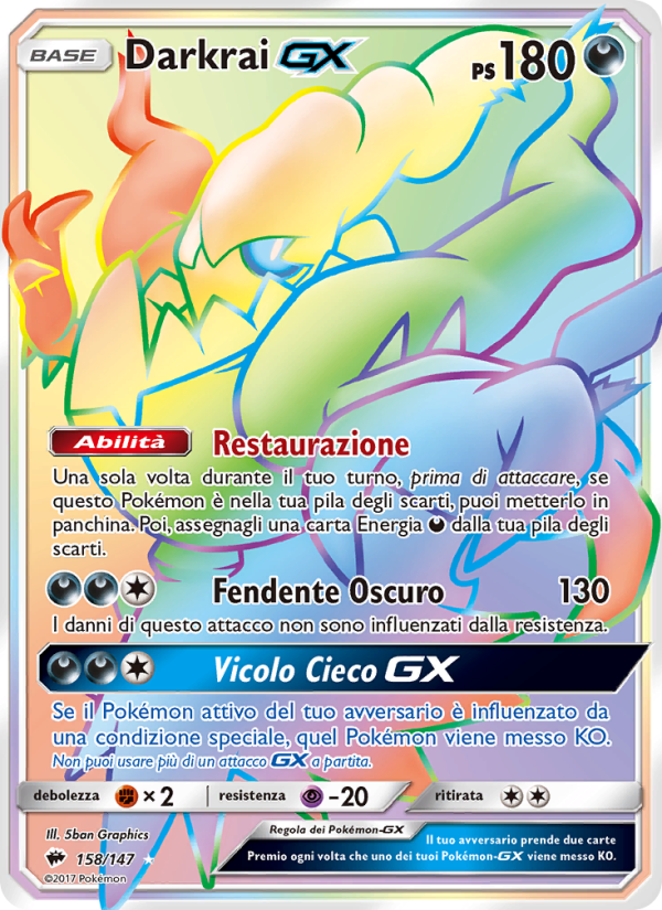 Darkrai GX 158/169 — Burning Shadows (Italian Pokémon TCG card)