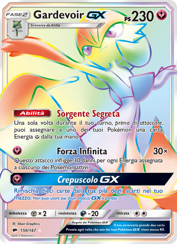 Gardevoir GX 159/169 — Burning Shadows (Italian Pokémon TCG card)