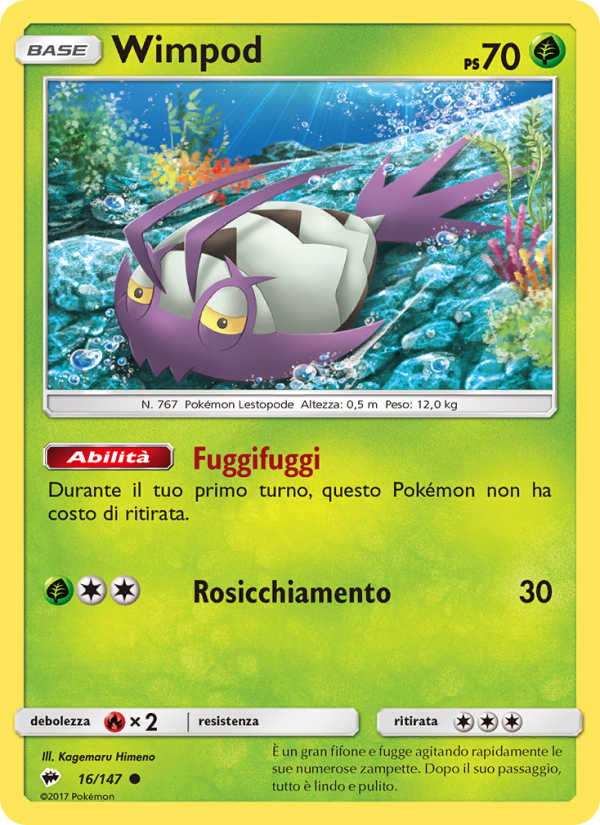 Wimpod 016/169 — Burning Shadows (Italian Pokémon TCG card)