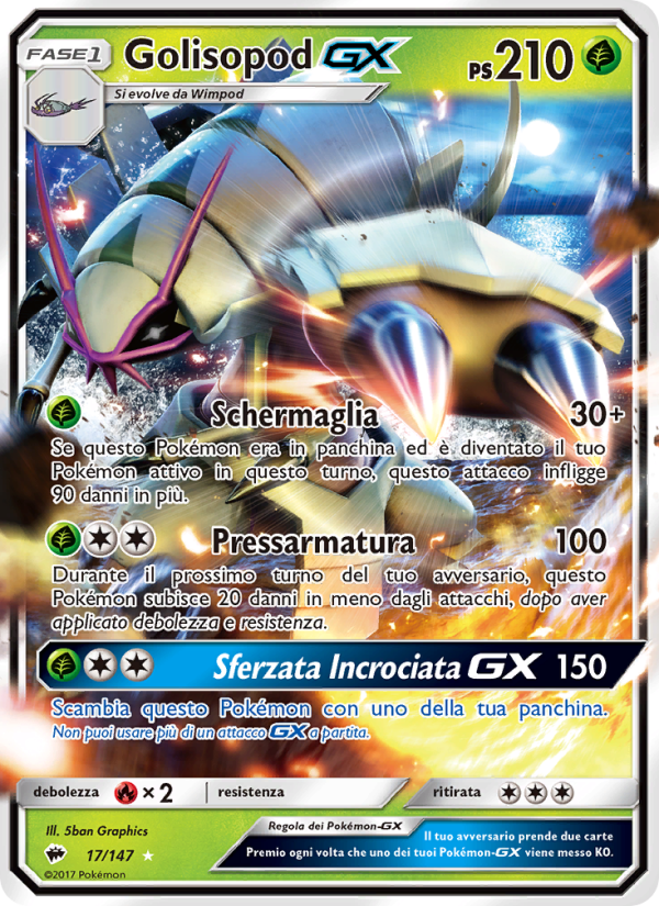 Golisopod GX 017/169 — Burning Shadows (Italian Pokémon TCG card)