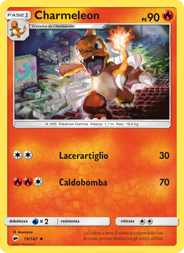 Charmeleon 019/169 — Burning Shadows (Italian Pokémon TCG card)