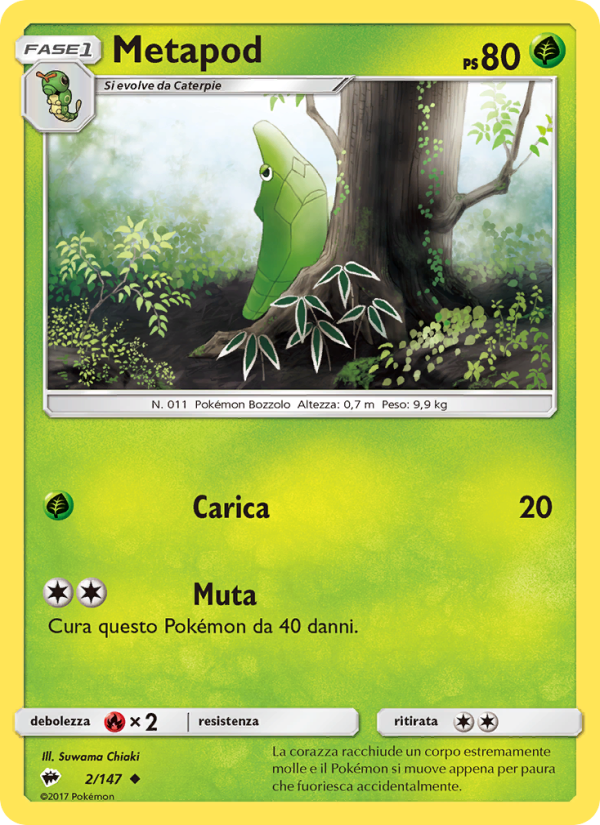 Metapod 002/169 — Burning Shadows (Italian Pokémon TCG card)