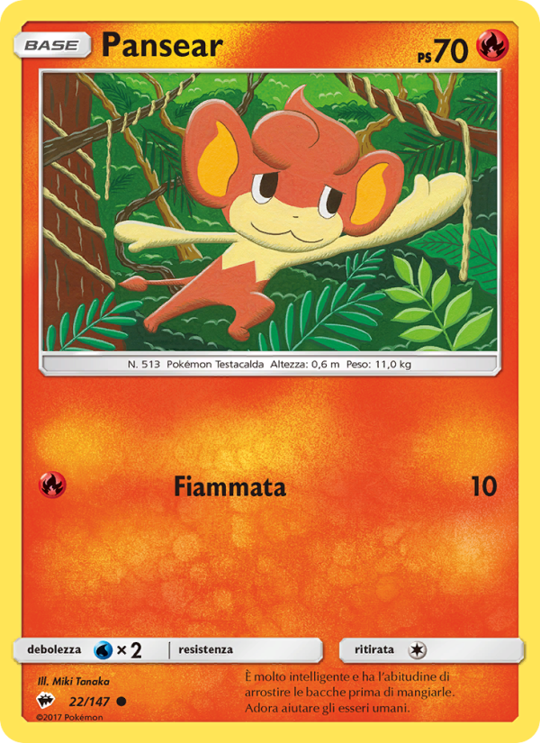 Pansear 022/169 — Burning Shadows (Italian Pokémon TCG card)