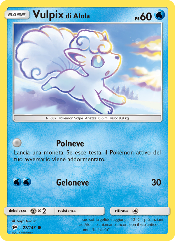 Vulpix di Alola 027/169 — Burning Shadows (Italian Pokémon TCG card)