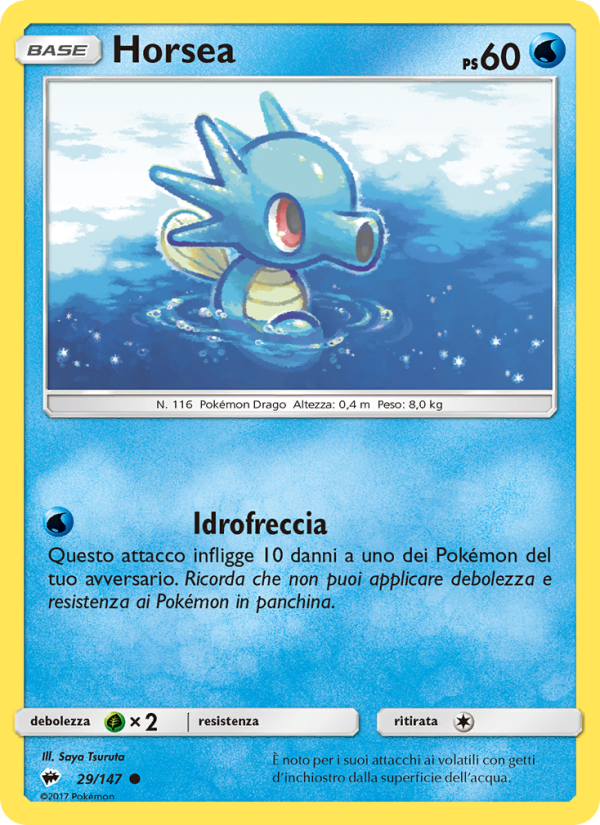 Horsea 029/169 — Burning Shadows (Italian Pokémon TCG card)