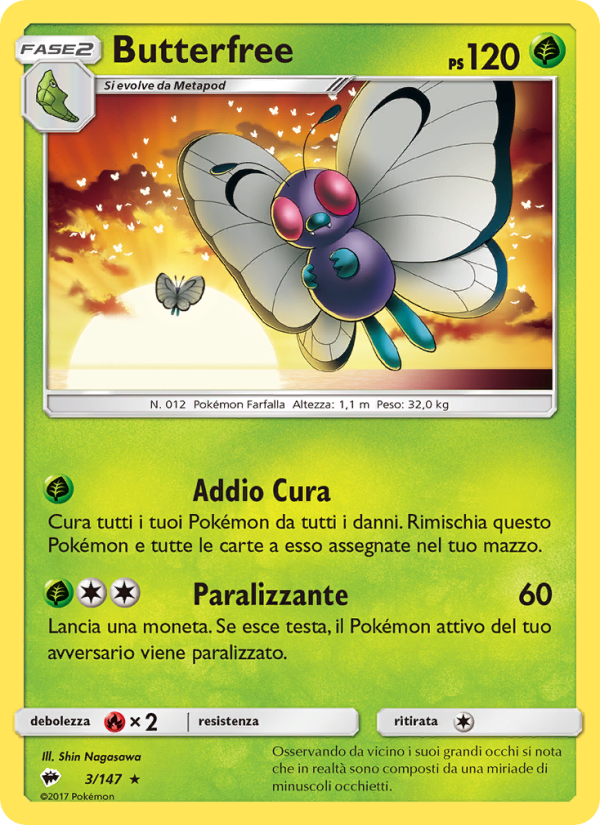 Butterfree 003/169 — Burning Shadows (Italian Pokémon TCG card)