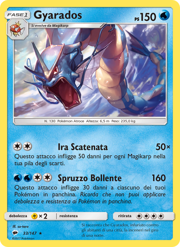 Gyarados 033/169 — Burning Shadows (Italian Pokémon TCG card)