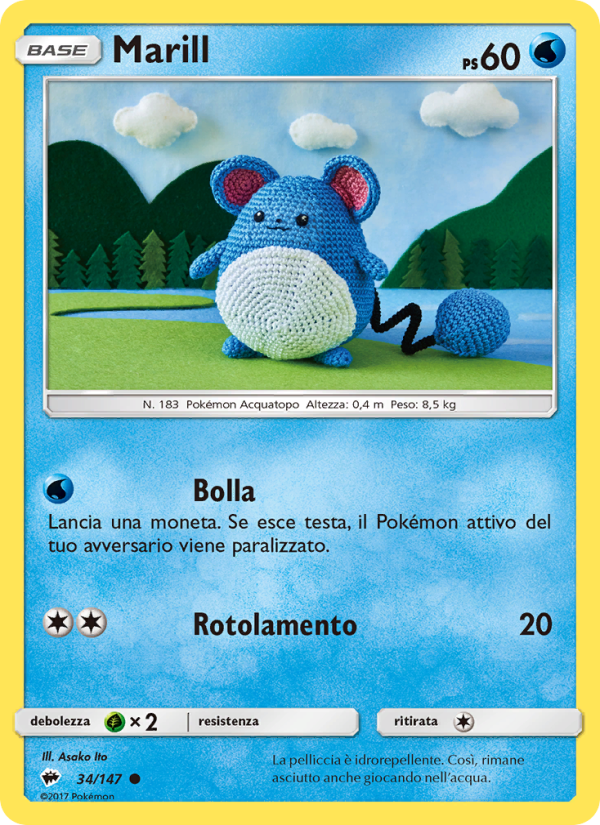 Marill 034/169 — Burning Shadows (Italian Pokémon TCG card)
