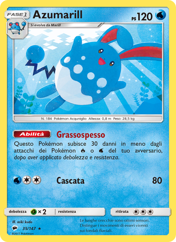 Azumarill 035/169 — Burning Shadows (Italian Pokémon TCG card)