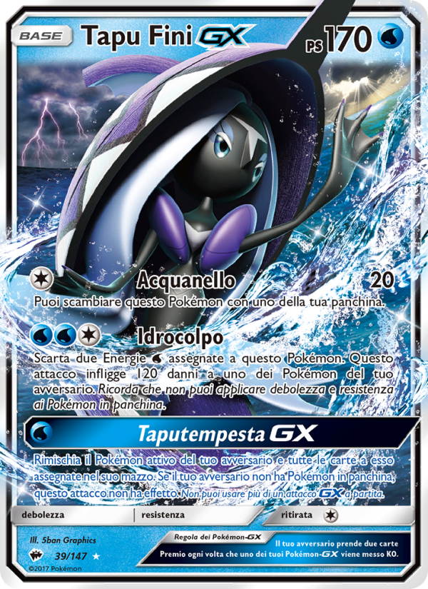 Tapu Fini GX 039/169 — Burning Shadows (Italian Pokémon TCG card)