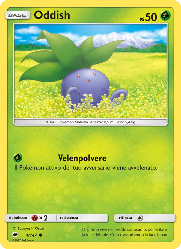 Oddish 004/169 — Burning Shadows (Italian Pokémon TCG card)