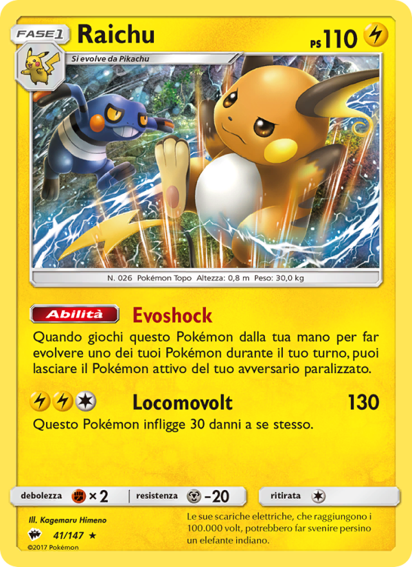 Raichu 041/169 — Burning Shadows (Italian Pokémon TCG card)