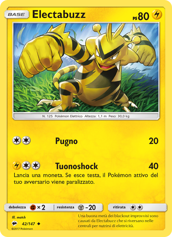 Electabuzz 042/169 — Burning Shadows (Italian Pokémon TCG card)