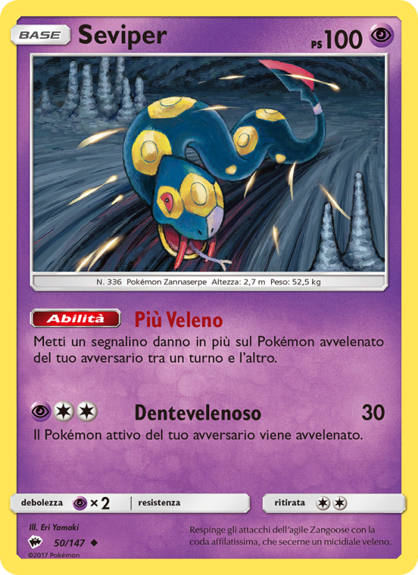 Seviper 050/169 — Burning Shadows (Italian Pokémon TCG card)