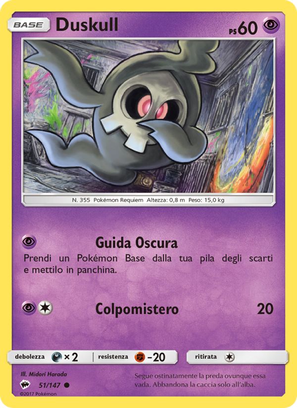 Duskull 051/169 — Burning Shadows (Italian Pokémon TCG card)