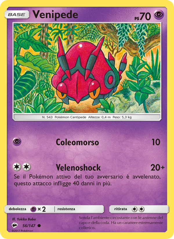 Venipede 056/169 — Burning Shadows (Italian Pokémon TCG card)