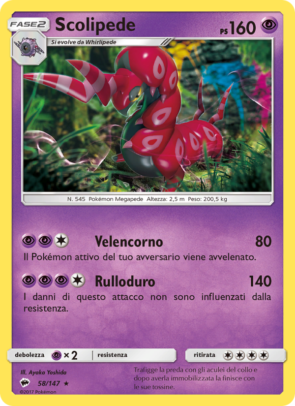 Scolipede 058/169 — Burning Shadows (Italian Pokémon TCG card)
